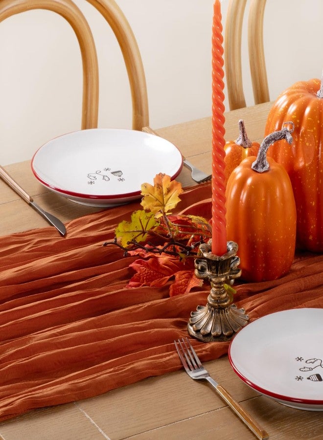 LINXTAR Fall Table Runner Terracotta Cheesecloth Table Runner 10FT Farmhouse Table Runners 120 Inches Table Decor Thanksgiving Dining Room Centerpiece Wedding Boho Baby Shower Birthday - Image 5